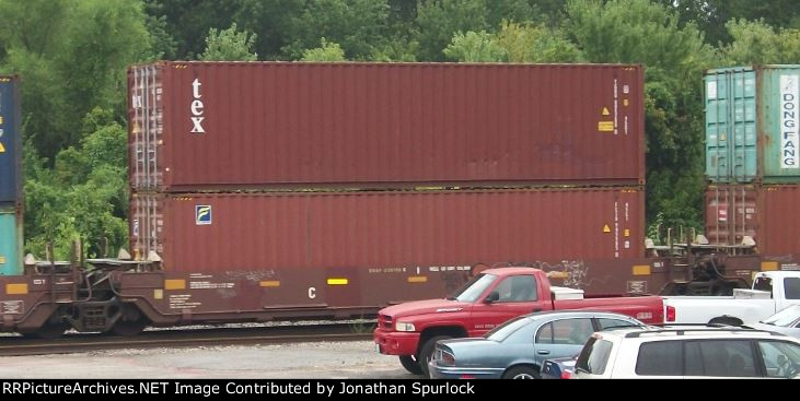 BNSF 231157C with two containers